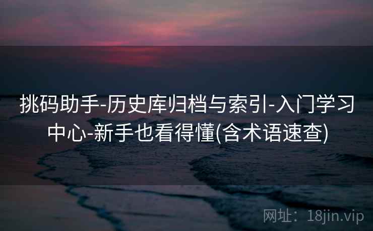 挑码助手-历史库归档与索引-入门学习中心-新手也看得懂(含术语速查)